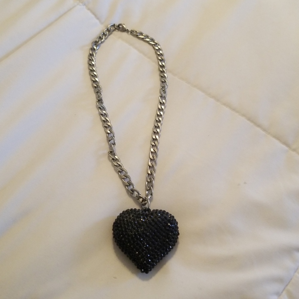 Black Heart Pave Necklace